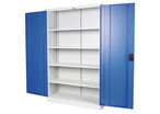 Manutan Expert - Armoire haute à portes battantes - Acier Bleu/Gris - 4 tablettes - Charge 240kg - À clé
