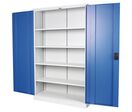 Manutan Expert - Armoire haute à portes battantes - Acier Bleu/Gris - 4 tablettes - Charge 240kg - À clé