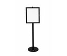 Vitrine d'Affichage sur Pied NOIR Fond Metal 4 Feuilles A4 H190cm