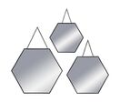 Miroirs Hexagonaux Suspendus Anses en chaîne (Lot de 3) - Noir