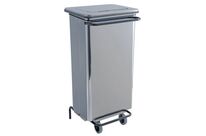 Manutan Expert - Poubelle Agroalimentaire Inox 110L à Pédale - Argent Brillant - HACCP - 2 Roues