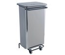 Manutan Expert - Poubelle Agroalimentaire Inox 110L à Pédale - Argent Brillant - HACCP - 2 Roues