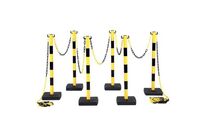 Novap - Poteau de guidage à chaîne avec socle lesté - Kit 6 poteaux + 12m chaîne 6mm jaune/noir - PVC - Intérieur/Extérieur - Parking