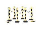 Novap - Poteau de guidage à chaîne avec socle lesté - Kit 6 poteaux + 12m chaîne 6mm jaune/noir - PVC - Intérieur/Extérieur - Parking
