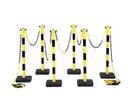 Novap - Poteau de guidage à chaîne avec socle lesté - Kit 6 poteaux + 12m chaîne 6mm jaune/noir - PVC - Intérieur/Extérieur - Parking