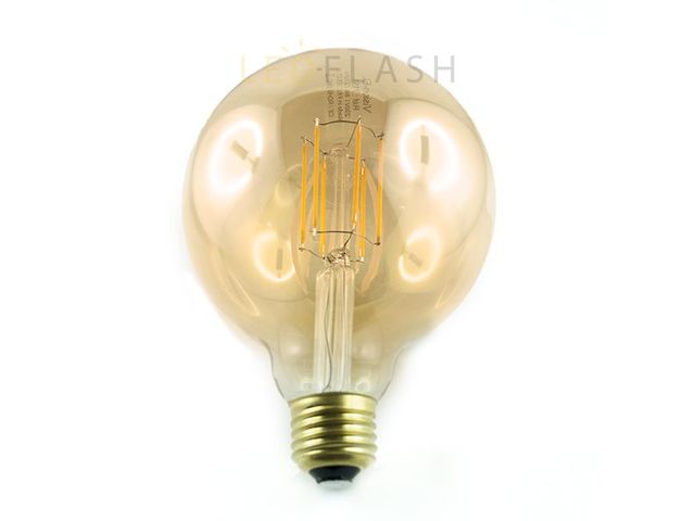 Ampoule led E27 filament G95 8 watt (eq. 70 watt) - Couleur eclairage - Blanc chaud 2700°K. Finition - Ambré
