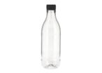 Bouteille en plastique RPET transparente 1000 ML + bouchon noir (X110) Firplast