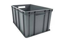 Manutan Expert - Bac norme Europe 64L Gris - Polypropylène - Gerbable - 50kg Charge Max - Recyclé 50%