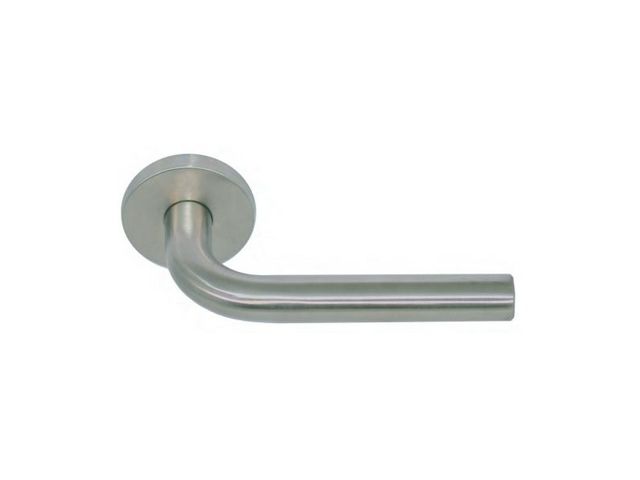Paire béquilles Inox 304 1 coude C7 sur rosace Balsac - ressort rappel ép.38/50 mm - 170
