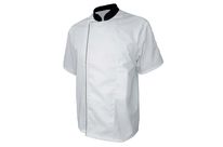 Veste de cuisine manches courtes PC Blanc/noir à pressions