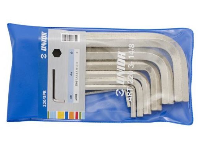 Jeu de 8 clés 6 pans mâles en pochette plastique