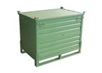 Caisse-palette acier, repliable, pleine, avec couvercle cadenassable – En occasion 