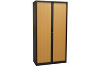 Manutan Expert - Armoire Métal Haute Orel 195x100x45 cm Anthracite/Hêtre - 4 Tablettes 45kg - Fermeture à Clé - M1