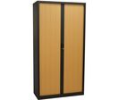 Manutan Expert - Armoire Métal Haute Orel 195x100x45 cm Anthracite/Hêtre - 4 Tablettes 45kg - Fermeture à Clé - M1