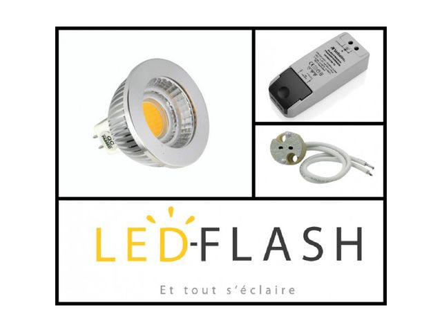 Kit spot LED GU5.3 COB 5 watt Dimmable - Couleur eclairage - Blanc chaud 2700°K