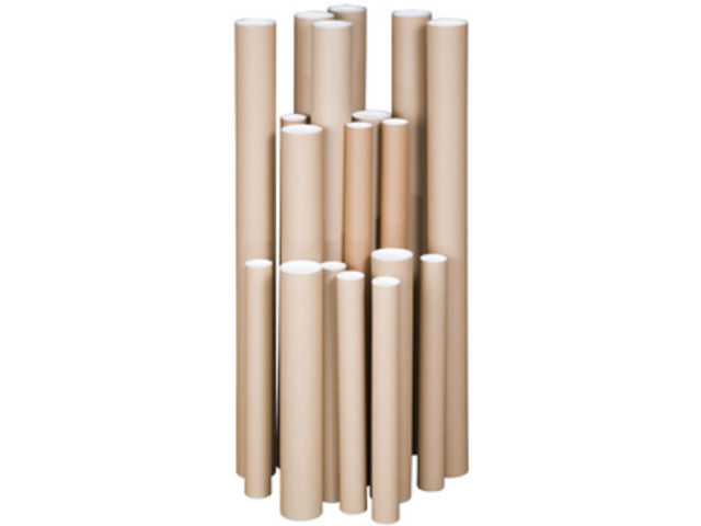 Tube d'expédition en carton marron avec couvercle plastique blanc dim internes :(L)305 x Ø 50mm pour format A3