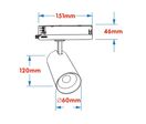 Spot LED sur Rail COB Triphasé 10W 36° - Blanc Neutre 4000K - 5500K / Blanc