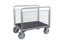 Chariot modulable à 2 ridelles grillagées pour charge lourde