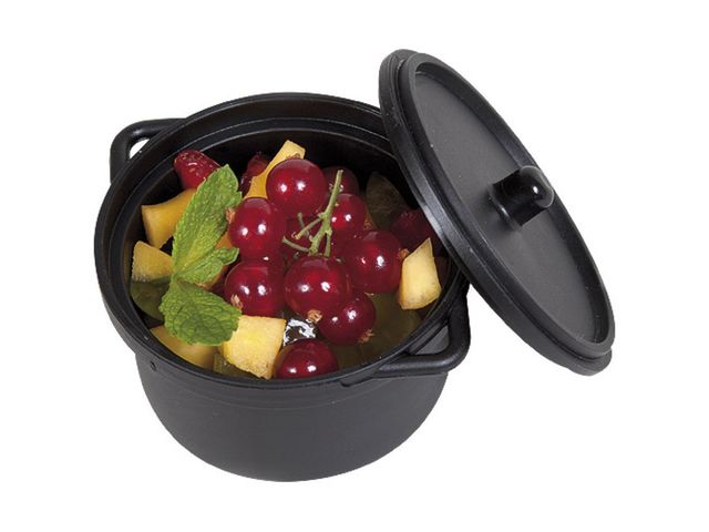 Verrine cocotte ronde noire en PP 80ml ⌀60mm x h40mm (x200) Firplast