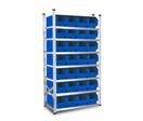 Rayonnage avec 28 bacs à bec de 25 litres