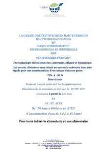 Gamme des nettoyeurs en haute pression eau froide eau chaude en basse consommation professionnels et industriels 2025 