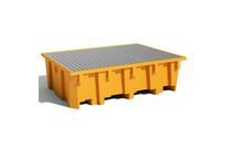 Manutan Expert - Bac de rétention 1 IBC Acier Jaune/Orange - 1050L - Résistant Acides Bases &amp;amp; Hydrocarbures