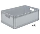 Bac de stockage 45L - 220x600x400mm en plastique rigide gris