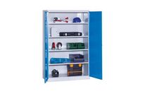 Armoire d&amp;#039;atelier en métal - 199x120x60cm Gris/Bleu - 4 tablettes, 400kg charge max