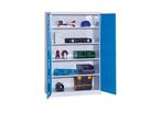 Armoire d'atelier en métal - 199x120x60cm Gris/Bleu - 4 tablettes, 400kg charge max