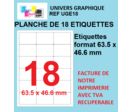 Planche de 18 étiquettes 63,5 x 46.6 mm - UGE18 
