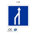 Panneau C28.ex1 Réduction du nombre de  voies de circulation