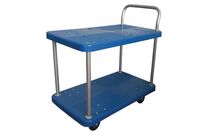 Chariot à plateaux en plastique - 2 plateaux - 150 kg - Roulettes caoutchouc - 870x495x790 mm