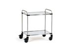 Chariot inox charge 120 kg, avec 2 plateaux en chrome.