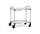 Chariot inox charge 120 kg, avec 2 plateaux en chrome.