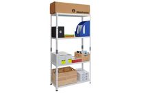 ETAGERE - ECO - tout métal - en kit 1500x750x300 5 tablettes résistance 50Kg par niveau Structure  Blanc RAL 9003 tablettes Blanc RAL 9003