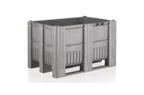 Caisse-palette plastique monobloc - Gris clair - 500L - 900kg charge max - PEHD - Usage alimentaire