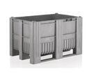 Caisse-palette plastique monobloc - Gris clair - 500L - 900kg charge max - PEHD - Usage alimentaire
