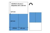 Feuille A4 avec 2 étiquettes intégrées 105 x 160 mm colis expédition