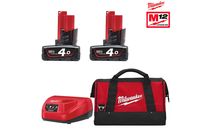 Pack NRJ MILWAUKEE 12V 2 batteries 4Ah + Chargeur + Sac de chantier M12PACKNRJ402B - 4933448573