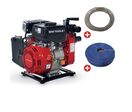 Pack Pompe à eau thermique essence 10.000 L/h 2 CV raccord 1,5 avec tuyau d'aspiration 5 m et tuyau de refoulement 50 m MW Tools WP1000SET