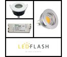 Kit spot LED étanche GU5.3 COB 5 watt (éq. 50 watt) - Couleur éclairage - Blanc chaud 3000°K. Finition - Blanc