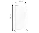 Cloison Plexi Souple TRANSP. Cadre Alu H.201x100cm/roulettes