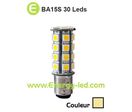 Ampoule 12V/24V BA15S 30 leds SMD 5050 360° Blanc chaud