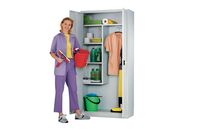 Armoire d&amp;#039;entretien métallique - Meuble de rangement atelier - 195x95x40 cm - Acier époxy gris clair - Serrure à clé - 4 tablettes 40kg