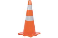 Manutan Expert - Cône de balisage PVC Orange H70cm avec bandes réfléchissantes - Signalisation routière et sécurité