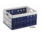 Bac rangement plastique pliable bleu 32 litres