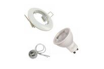 Kit Spot LED GU10 encastrable Rond BLANC avec une ampoule 8W - Blanc Neutre 4000K - 5500K
