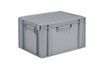 Schoeller Allibert - Bac norme Europe à couvercle - 20 L Gris - Gerbable, Usage Alimentaire, Polypropylène