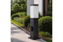 Borne de Jardin 80cm Carré Noir pour Ampoule E27