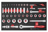Set de douilles Foam3 tray 1/4 4- 13mm 1/2 10- 32mm 44 pièces Teng Tools TEFSK44